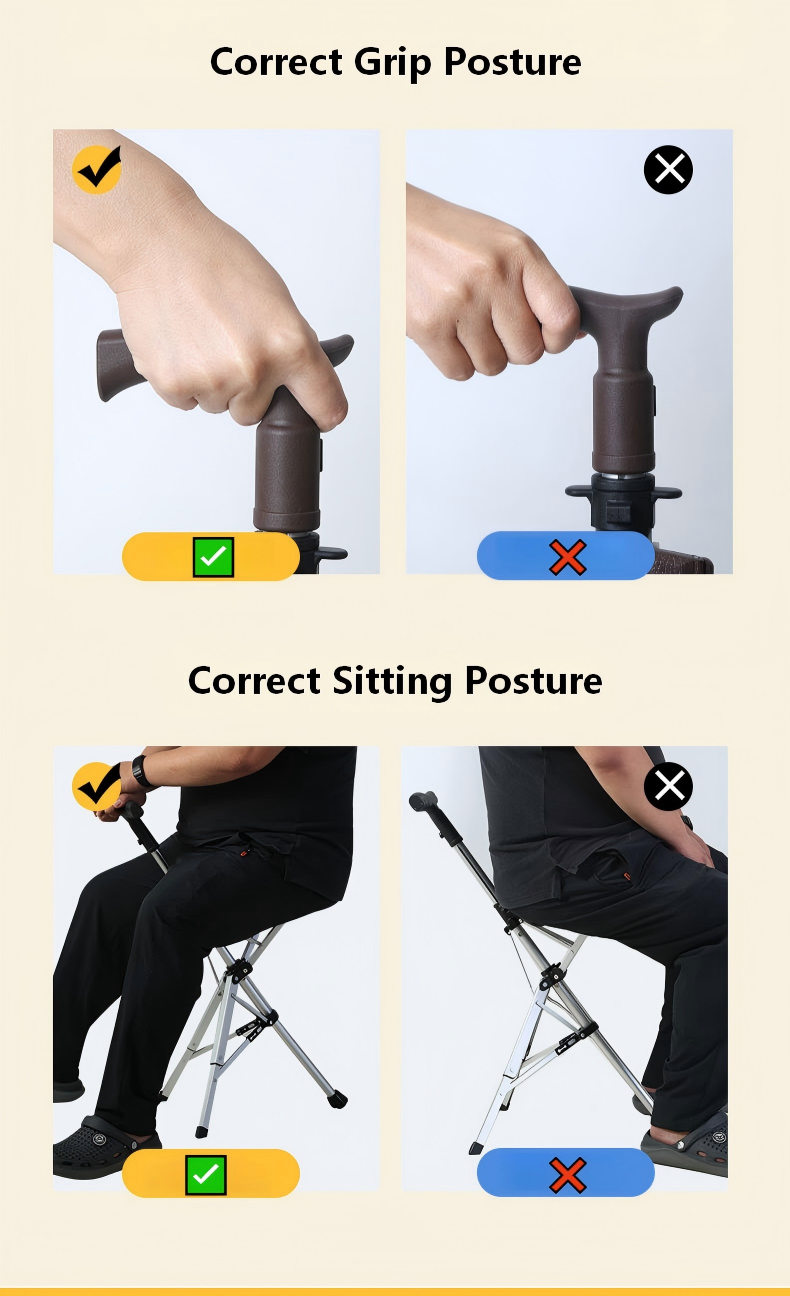 one click folding cane seat