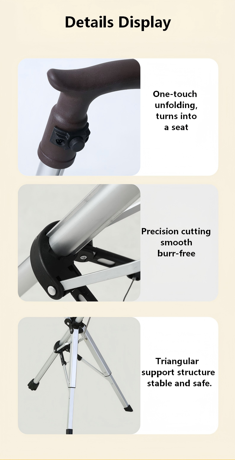 one click folding cane seat